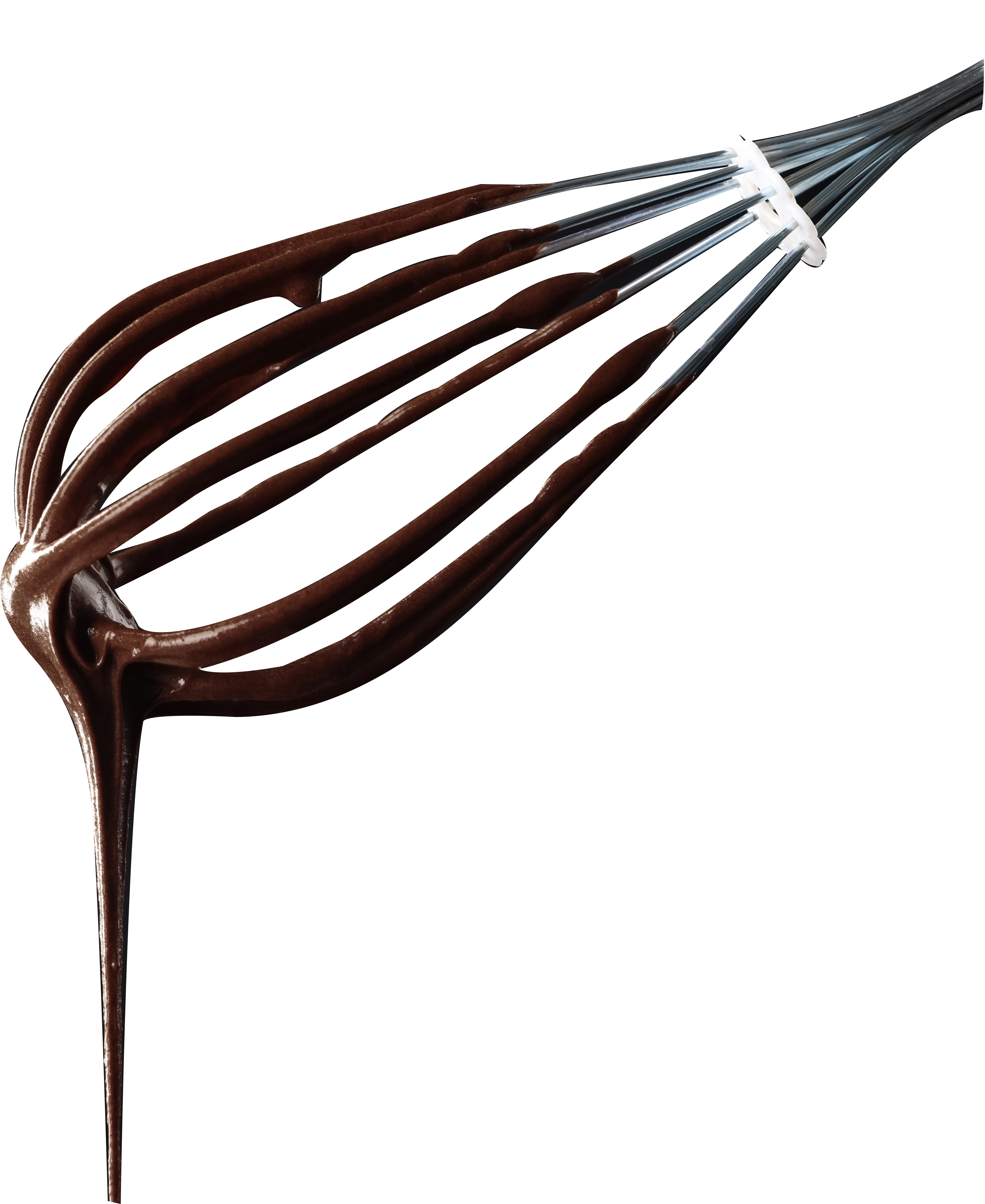 Batidor cubierto de chocolate que gotea